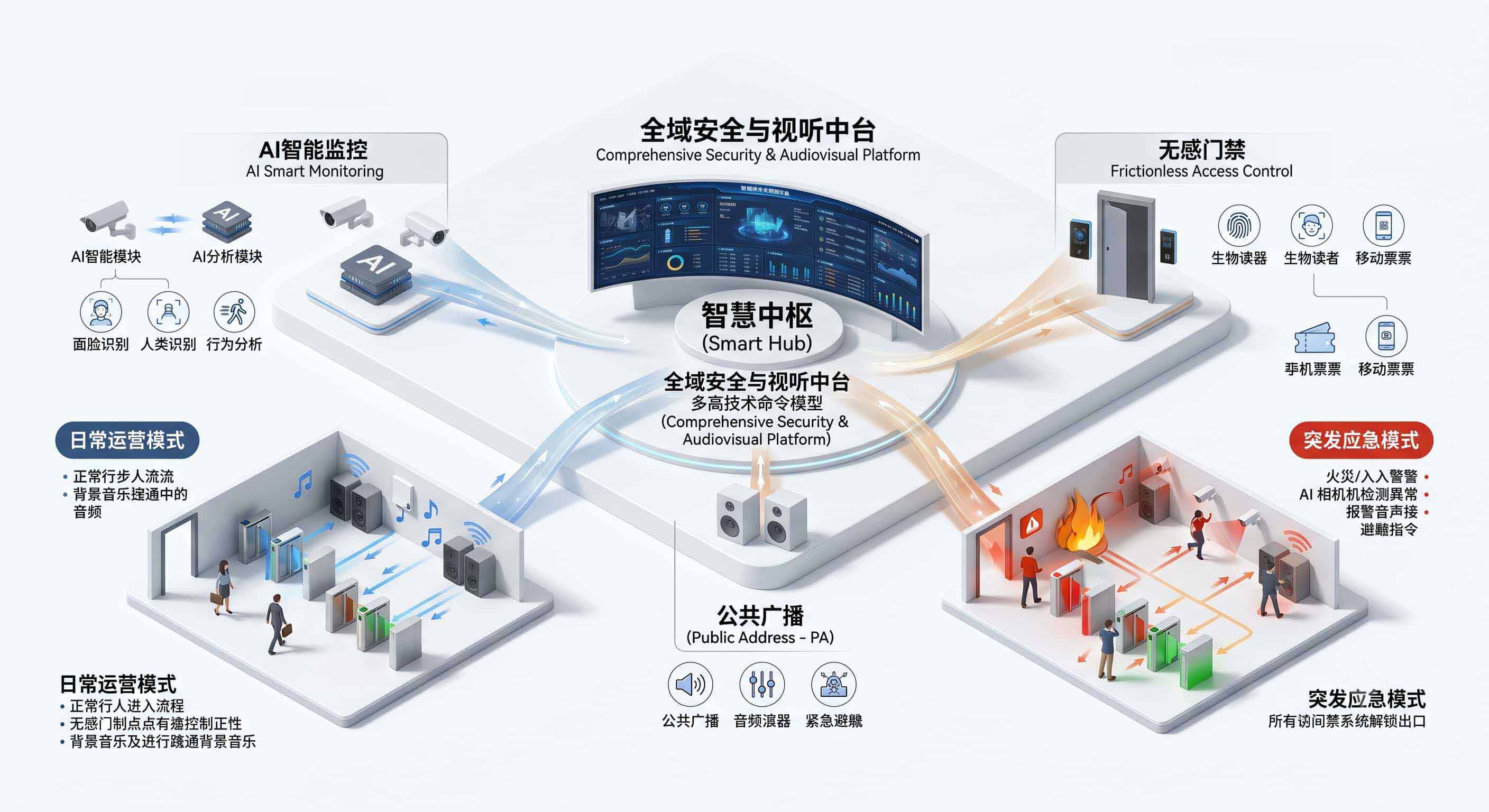 广州建筑智能化工程中基于物联网架构的全域系统拓扑图。
