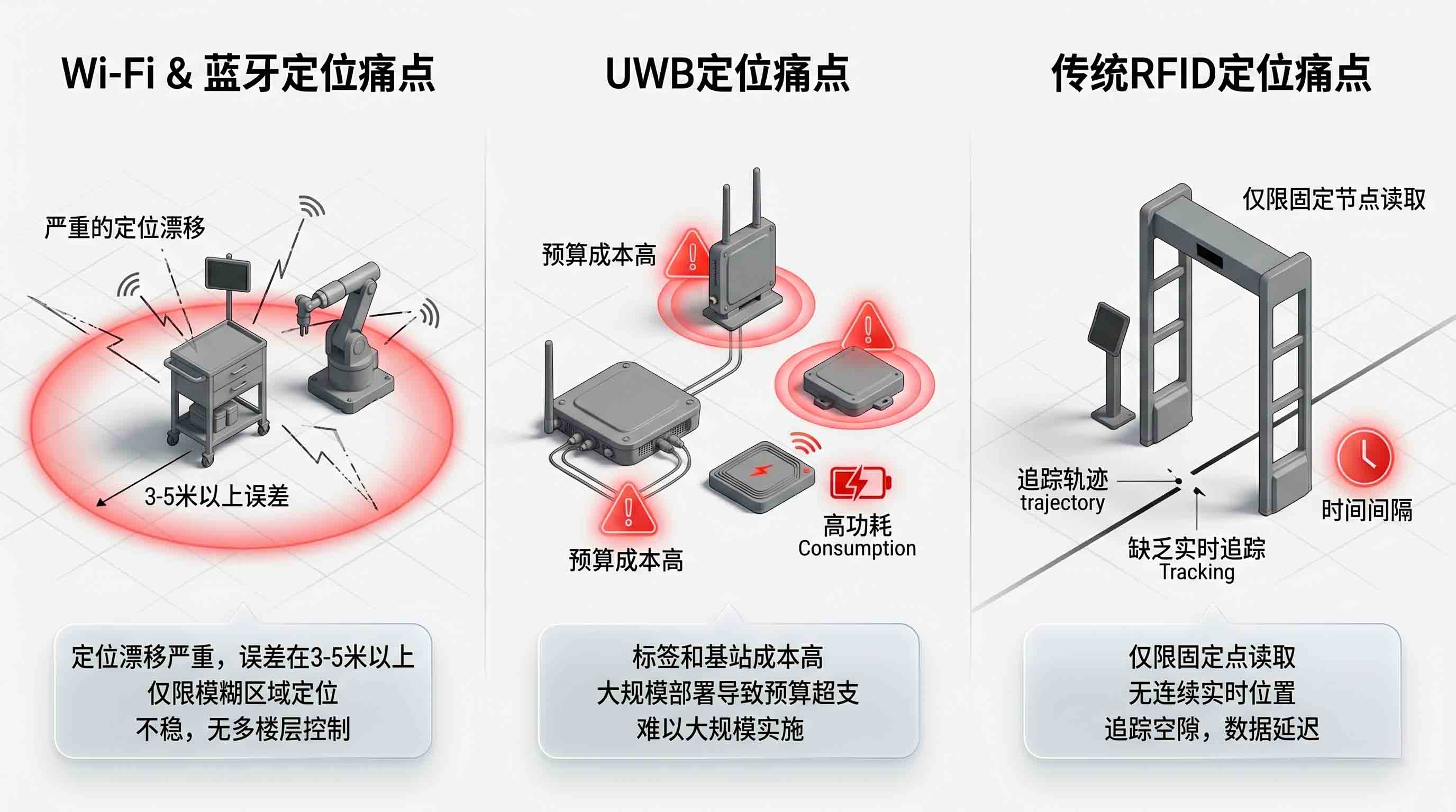 智慧园区资产定位技术选型：UWB、BLE 与 RFID 性能痛点深度对比。